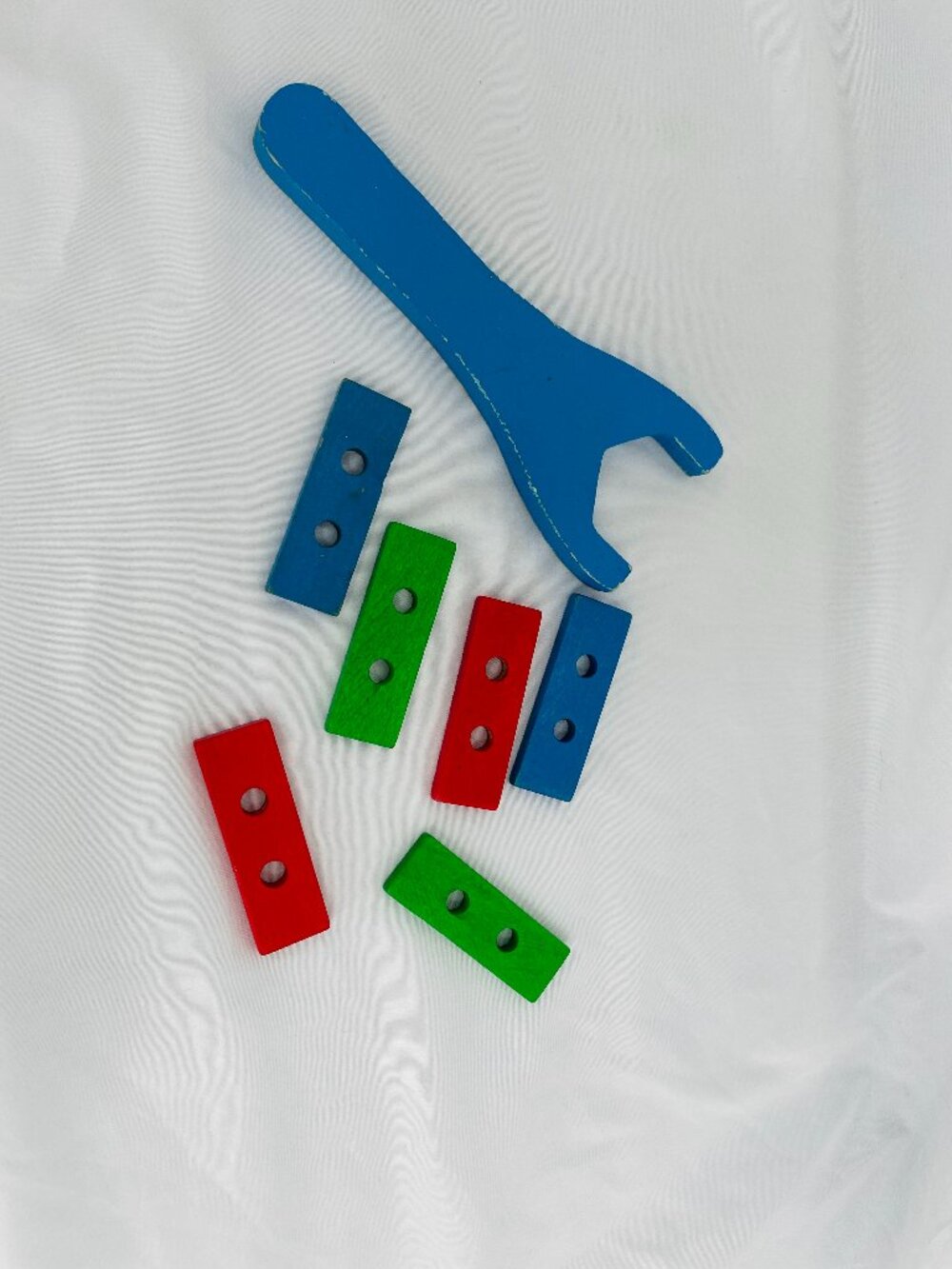 Wooden Ratchet and Wooden Brackets Vintage Multicolor Toy Set